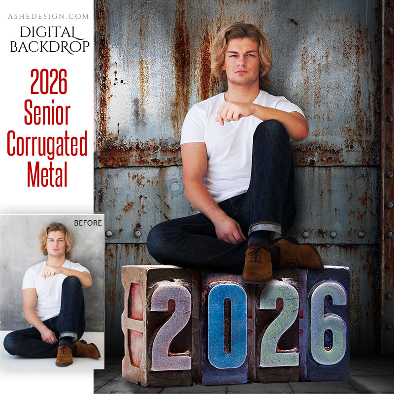 Digital Props - 16x20 Backdrops - Corrugated Metal - 2026 Senior