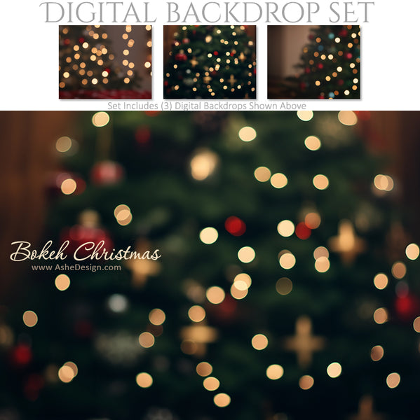 Digital Backdrop Set - Bokeh Christmas