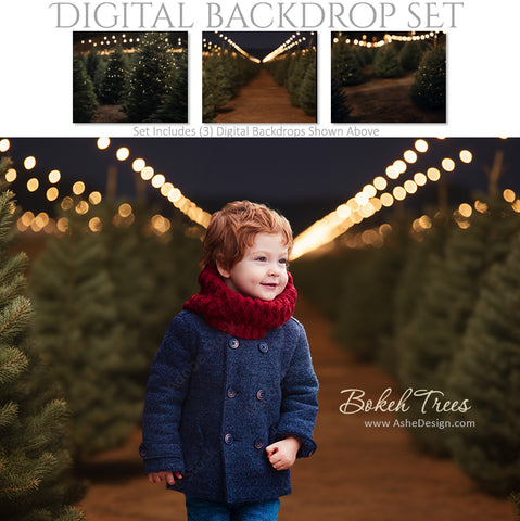 Digital Backdrop Set - Bokeh Trees