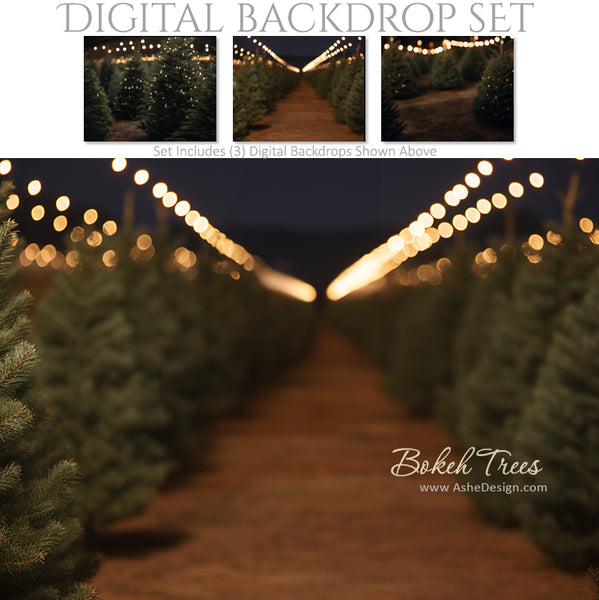 Digital Backdrop Set - Bokeh Trees