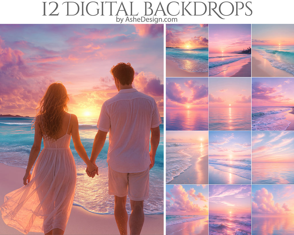 Digital Photography Backdrops - Pastel Seascape