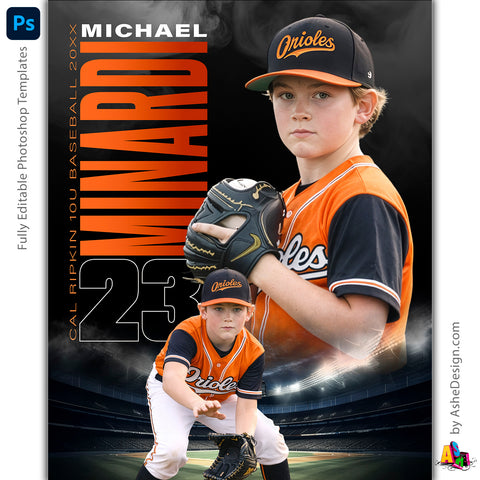 Amped Effects - Double Play Baseball Poster Template For Photoshop