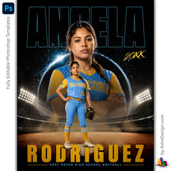 Amped Effects - Power Ring Softball Poster Template For Photoshop