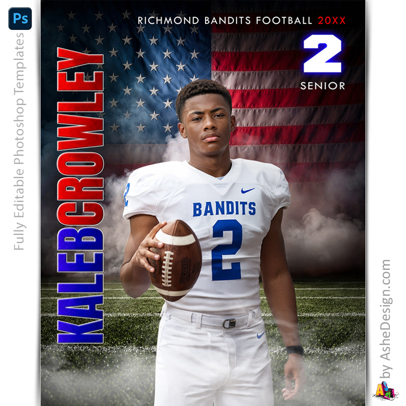 Amped Effects - Americana Football Poster Template For Photoshop