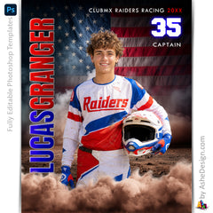 Amped Effects - Americana Motocross Poster Template For Photoshop
