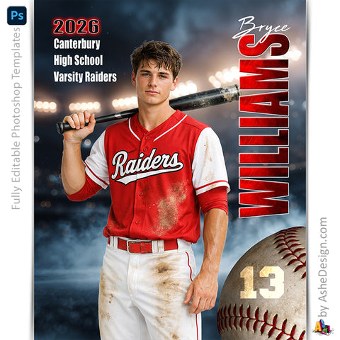 Amped Effects - Stadium Smoke Baseball Poster Template For Photoshop