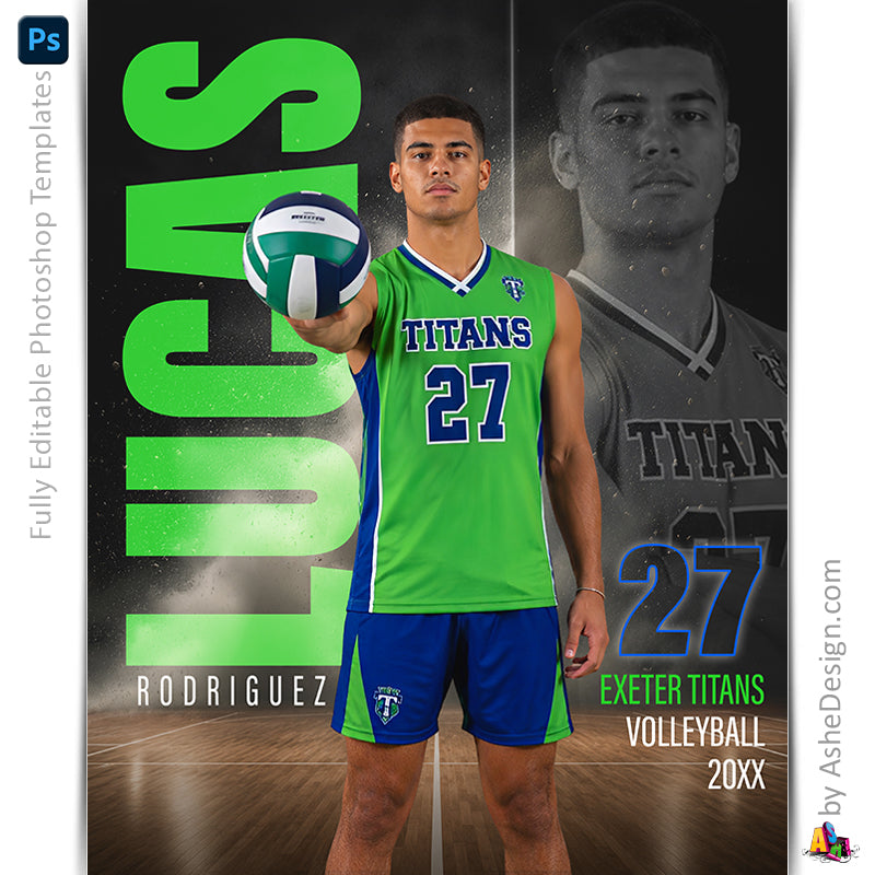 Amped Effects - Double Take Volleyball Poster Template For Photoshop