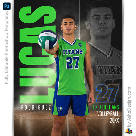 Amped Effects - Double Take Volleyball Poster Template For Photoshop