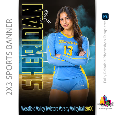 2x3 Amped Sports Banner - Powerplay Volleyball