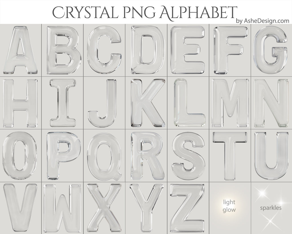PNG Alphabet Overlays - Crystal