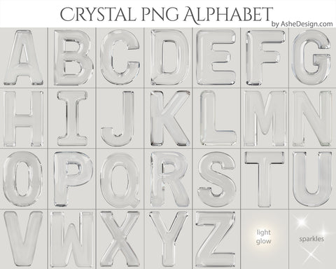 PNG Alphabet Overlays - Crystal