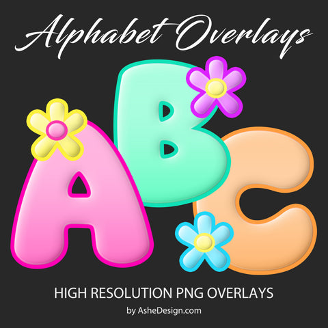 PNG Alphabet Overlays - Groovy