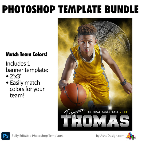 Basketball Photoshop Template Bundle - Electric Explosion