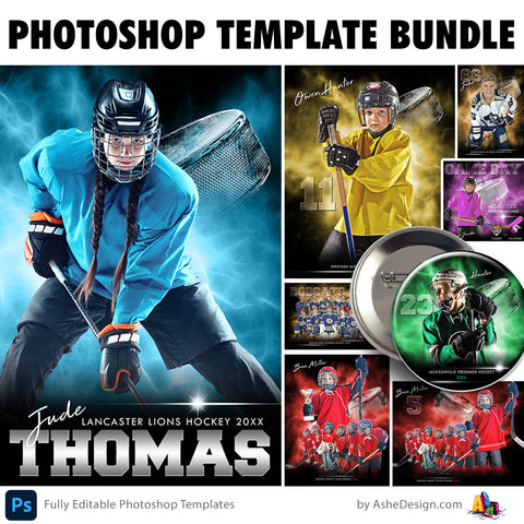 Hockey Photoshop Template Bundle - Electric Explosion