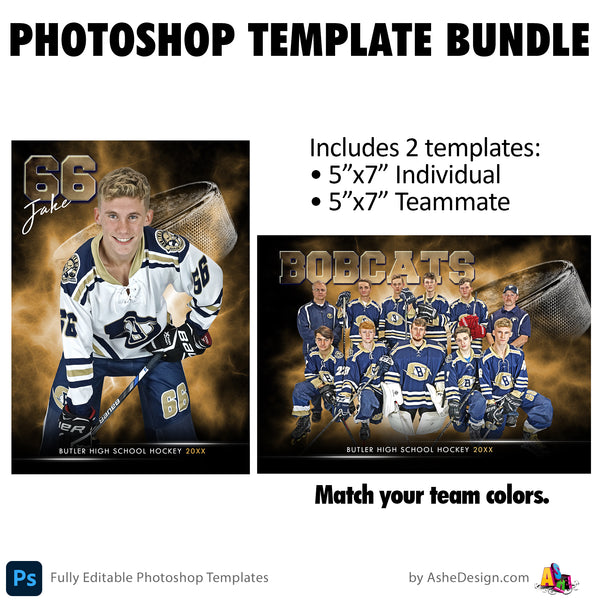 Hockey Photoshop Template Bundle - Electric Explosion