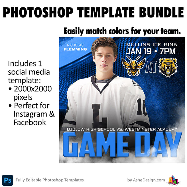 Hockey Photoshop Template Bundle - Nitro Fusion