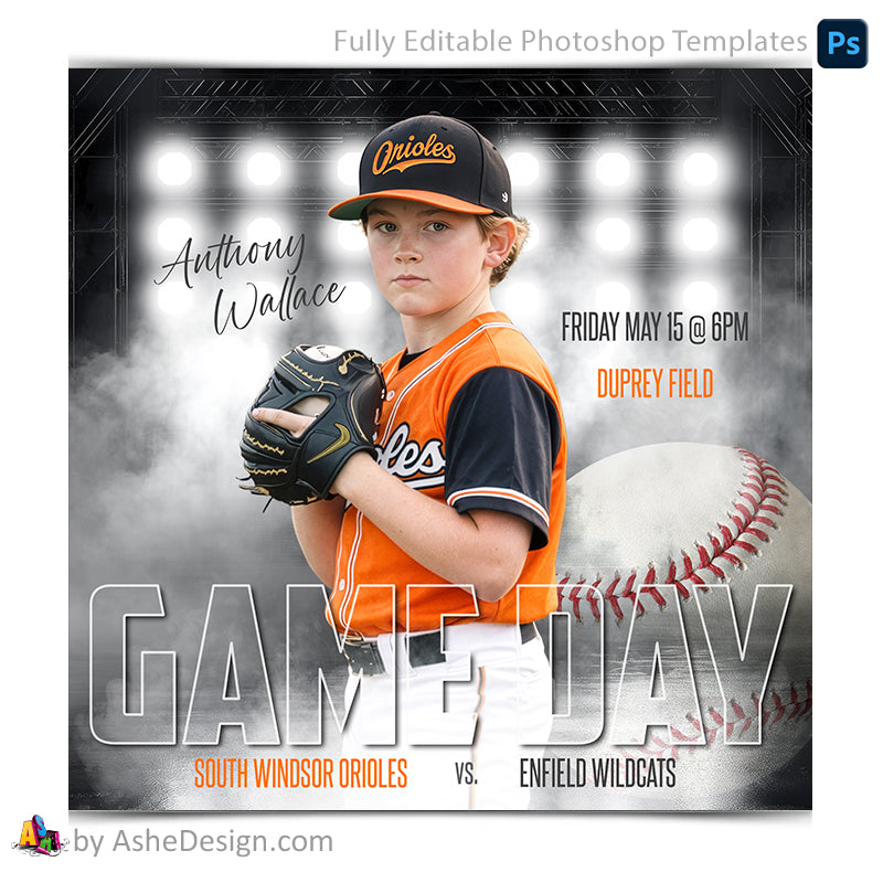 Game Day Social Media Template for Photoshop - Side Lights