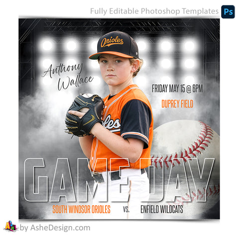 Game Day Social Media Template for Photoshop - Side Lights