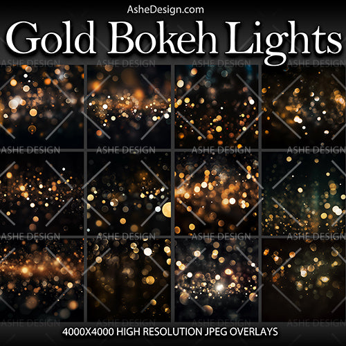 Designer Gems - Gold Bokeh Light Overlays