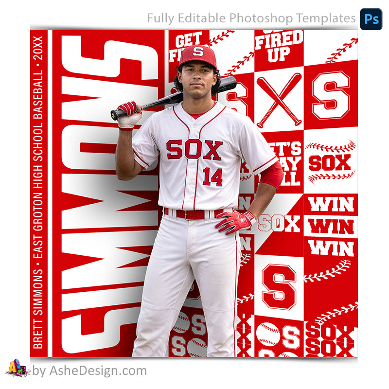Baseball Social Media Template for Photoshop - Media Day