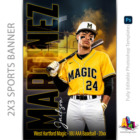 2x3 Amped Sports Banner - Power Play Baseball