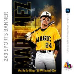 2x3 Amped Sports Banner - Power Play Baseball