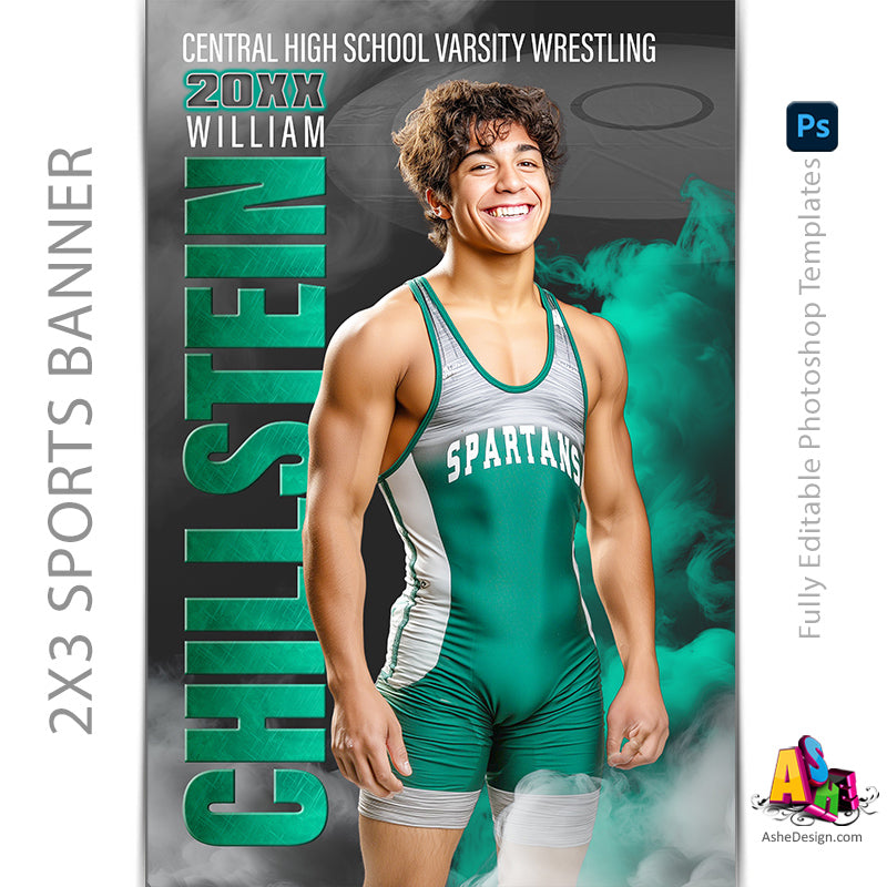 2x3 Amped Sports Banner - Sports Legends Wrestling