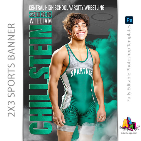 2x3 Amped Sports Banner - Sports Legends Wrestling