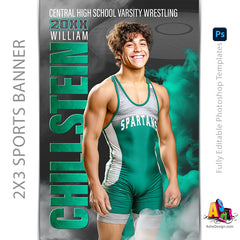 2x3 Amped Sports Banner - Sports Legends Wrestling