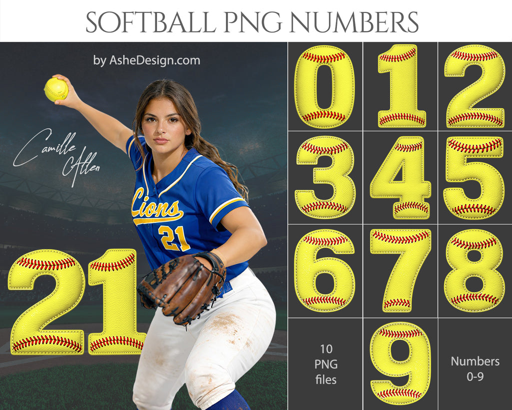 Designer Gems - Softball Number Overlays