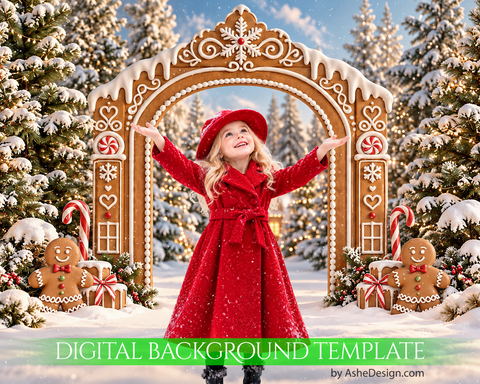 Digital Backdrop Set - Gingerbread Forest