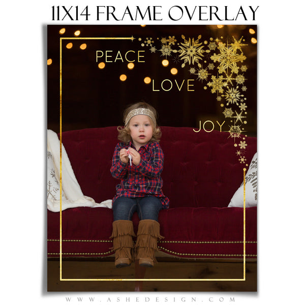 Customizable Designer Gems | Golden Snowflake Frame Overlay 11x14