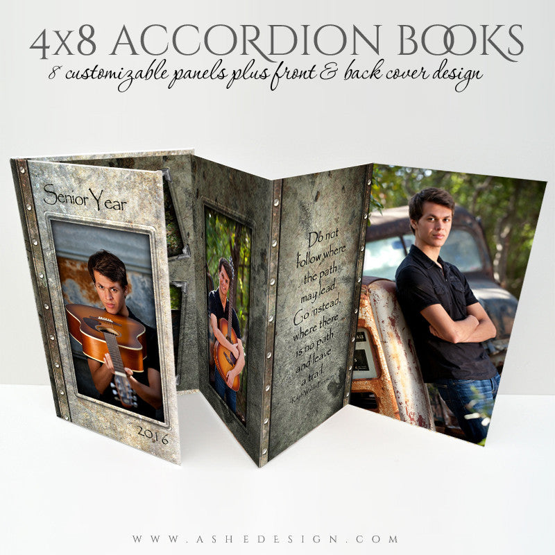 Senior Boy 4x8 Accordion Photo Book | Granite full