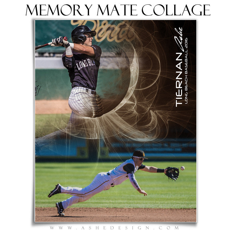 Ashe Design | Sports Memory Mates | Photoshop Templates | 8x10 | Mystic Explosion | Baseball | Vertical