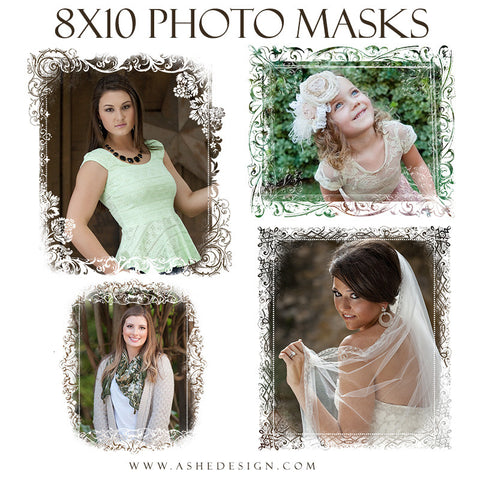 Ashe Design | Designer Gems 8x10 Photo Masks | Floral Damask