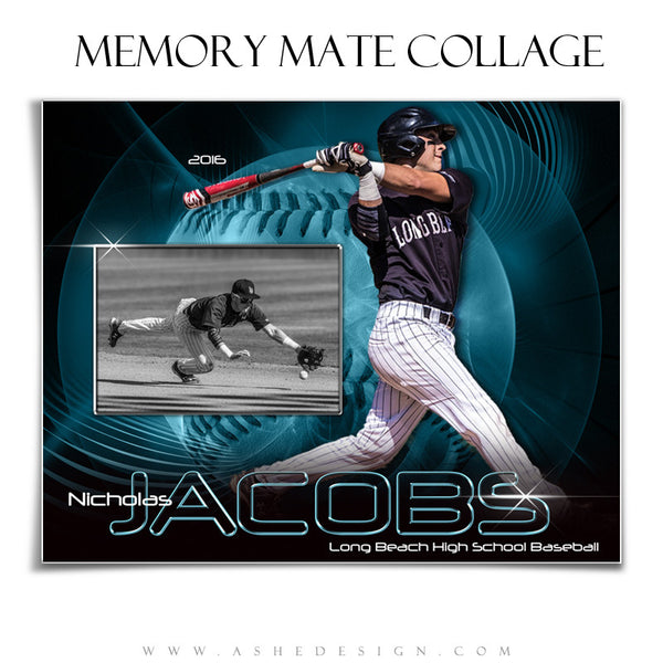 Ashe Design | 8x10 Memory Mate | Photoshop Templates | Abstract Baseball/Softball hz