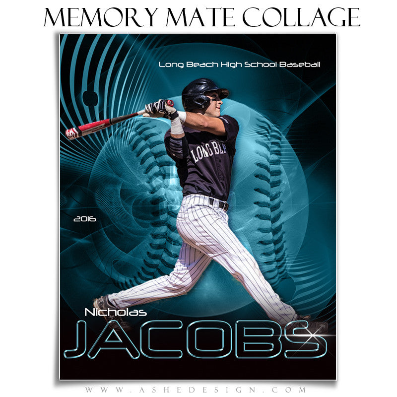 Ashe Design | 8x10 Memory Mate | Photoshop Templates | Abstract Baseball/Softball vt