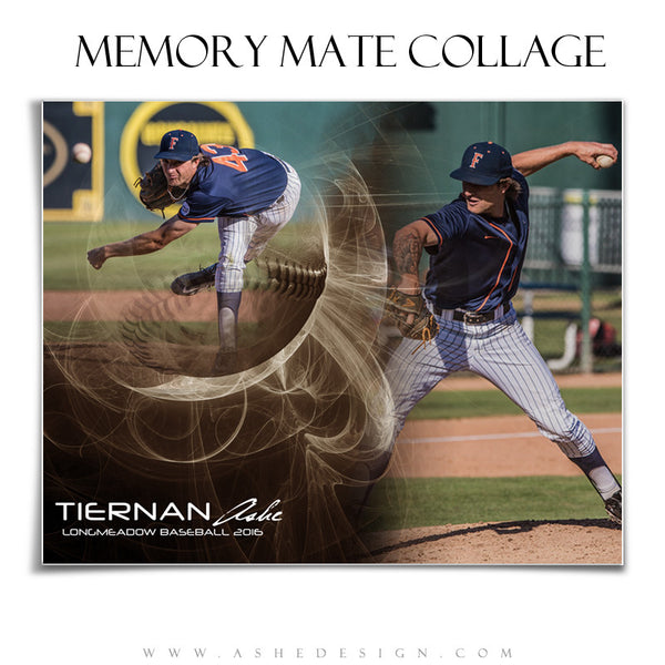 Ashe Design | Sports Memory Mates | Photoshop Templates | 8x10 | Mystic Explosion | Baseball | Horizontal