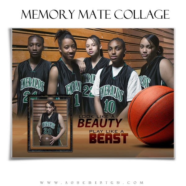 Ashe Design | Sports Memory Mates | 8x10 Horizontal | Beauty And The Beast Basketball