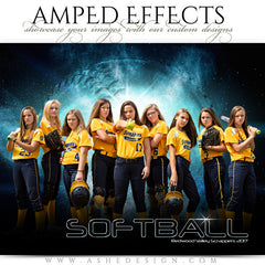Amped Effects - Platinum Burst - Softball Poster Template For Photoshop