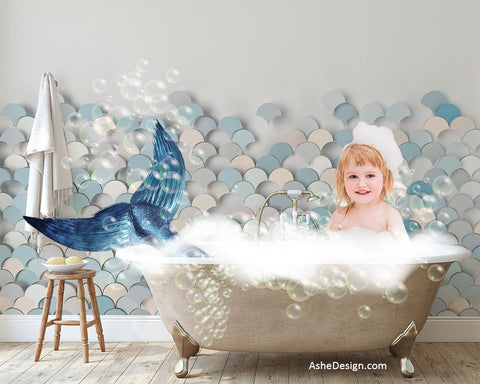 Digital Props 16x20 Backdrop Set - Mermaid Bath