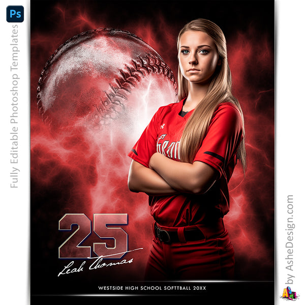 Amped Effects - Electric Explosion - Softball Poster Template For Phot ...