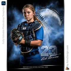 Amped Effects - Electric Explosion - Softball Poster Template For Photoshop