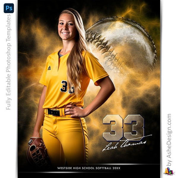 Amped Effects - Electric Explosion - Softball Poster Template For Phot ...