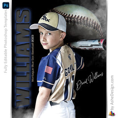 Amped Effects - From The Shadows Baseball Poster Template For Photoshop