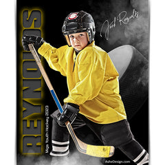 Amped Effects - From The Shadows Hockey Sports Poster Template For Photoshop