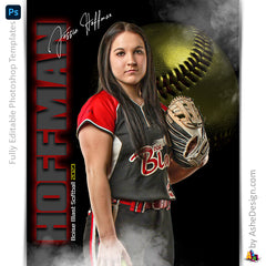 Amped Effects - From The Shadows Softball Poster Template For Photoshop