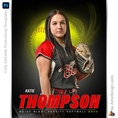 Amped Effects - Mystic Swirl Softball Poster Template For Photoshop