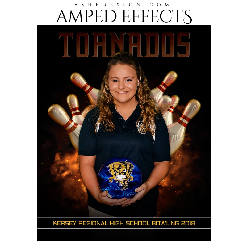 Ashe Design 16x20 Amped Effects Sports Poster - Backdraft Bowling