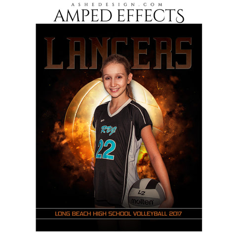 Ashe Design 16x20 Amped Effects Sports Poster - Backdraft Volleyball